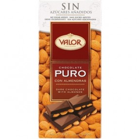 VALOR chocolate puro con almendras sin azucar tableta 150 grs